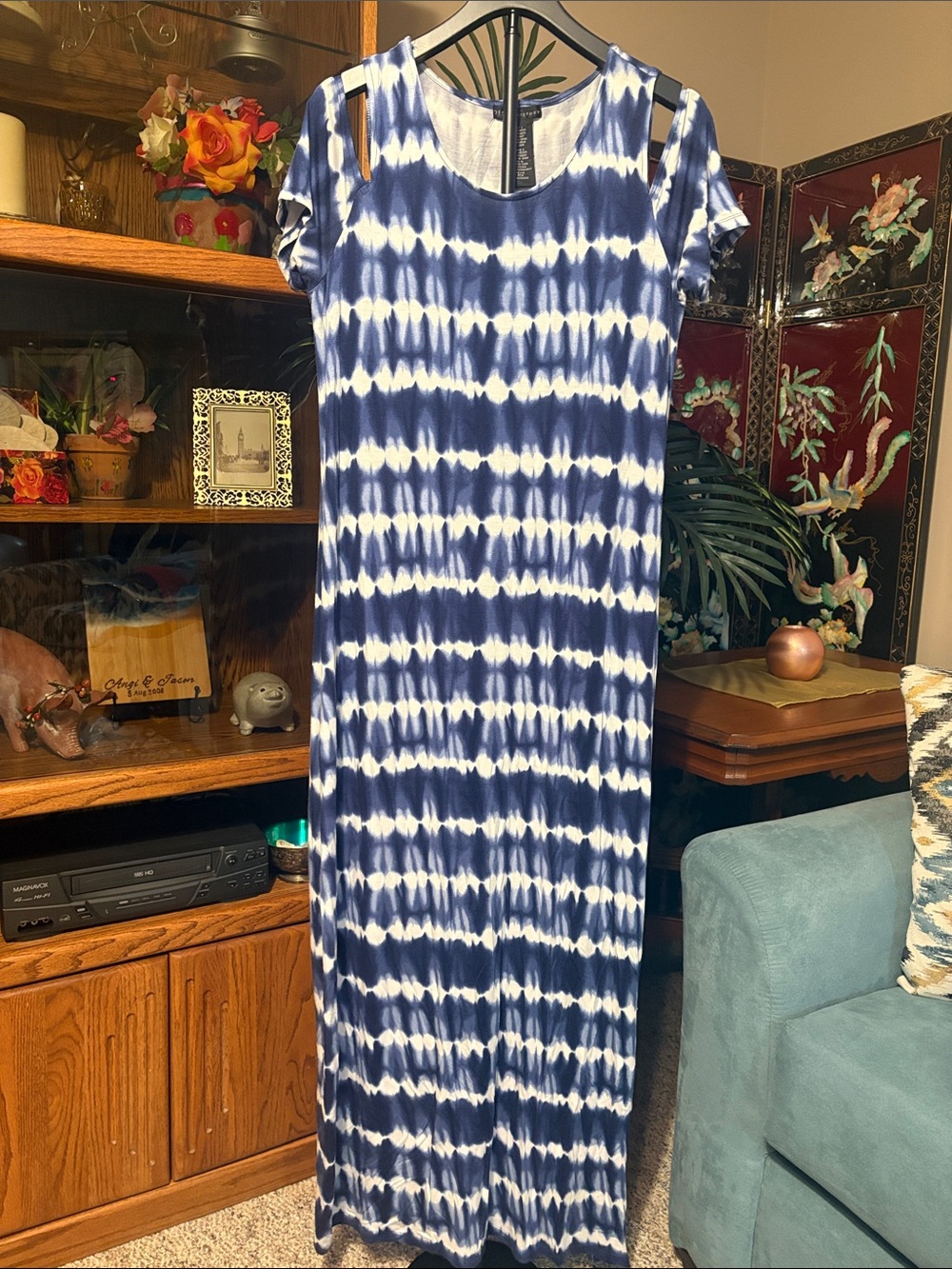Design History Navy and White Tie-Dye Maxi Dress